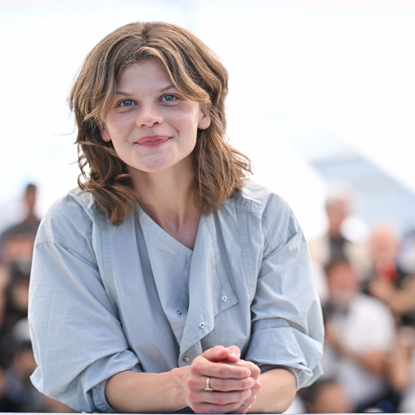 CANNES, FRANCE - MAY 22: Céleste Brunnquell  attends the "Maria" (Being Maria) Photocall at the 77th annual Cannes Film Festival at Palais des Festivals on May 22, 2024 in Cannes, France. (Photo by Stephane Cardinale - Corbis/Corbis via Getty Images)